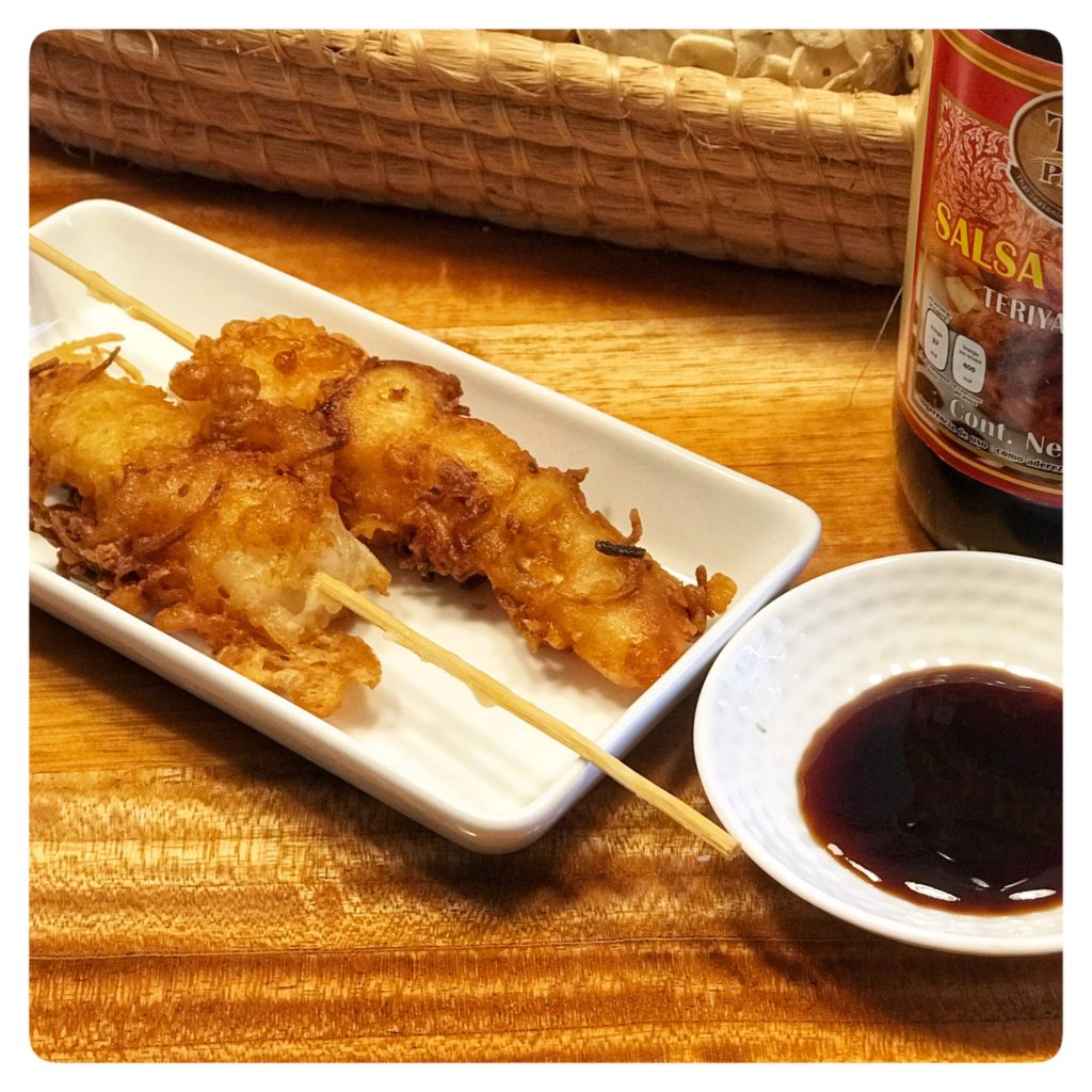 Camarones al coco con tempura